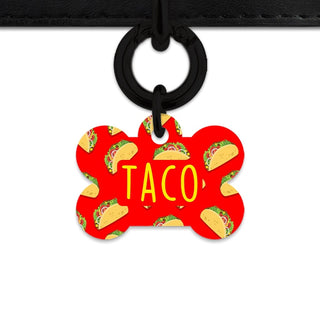 Bailey And Bone Pet Tag Red Taco Pattern Pet Tag
