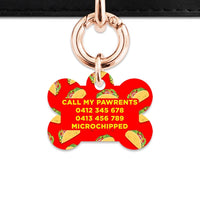Bailey And Bone Pet Tag Red Taco Pattern Pet Tag