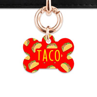 Bailey And Bone Pet Tag Red Taco Pattern Pet Tag