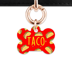 Bailey And Bone Pet Tag Red Taco Pattern Pet Tag