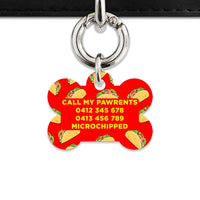 Bailey And Bone Pet Tag Red Taco Pattern Pet Tag