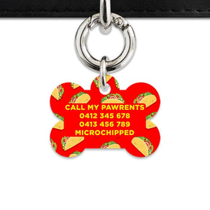 Bailey And Bone Pet Tag Red Taco Pattern Pet Tag