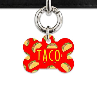 Bailey And Bone Pet Tag Red Taco Pattern Pet Tag