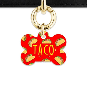 Bailey And Bone Pet Tag Red Taco Pattern Pet Tag