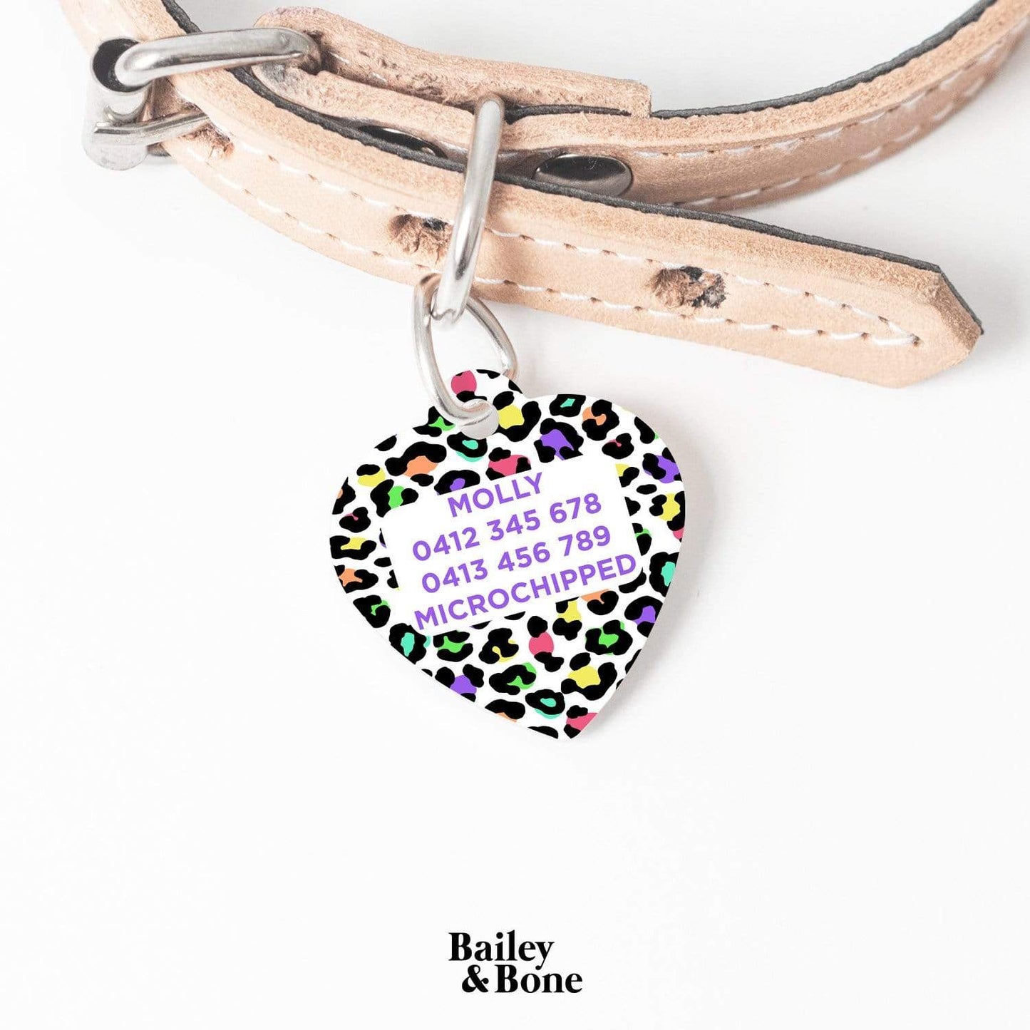 Bailey And Bone Pet Tag Retro Leopard Print Pet Tag