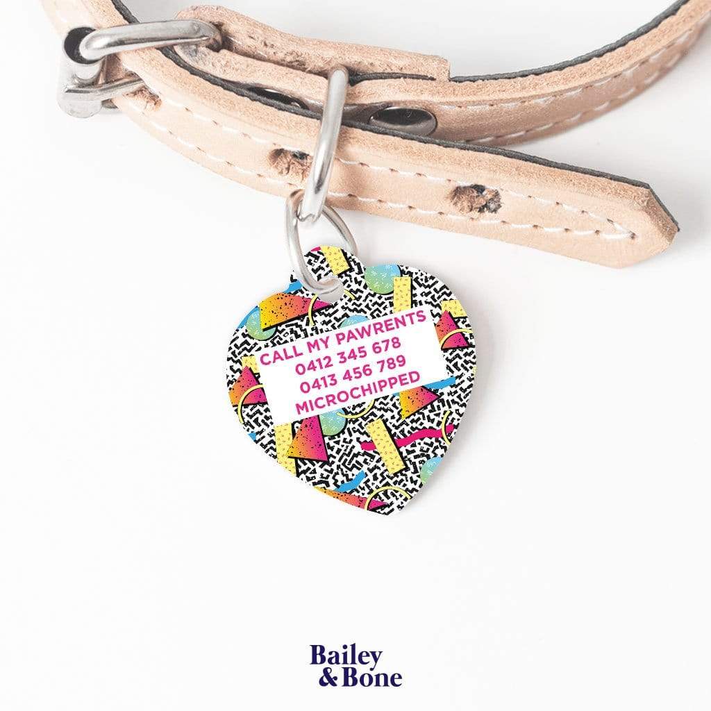 Bailey And Bone Pet Tag Retro Memphis Pattern Pet Tag