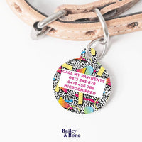 Bailey And Bone Pet Tag Retro Memphis Pattern Pet Tag