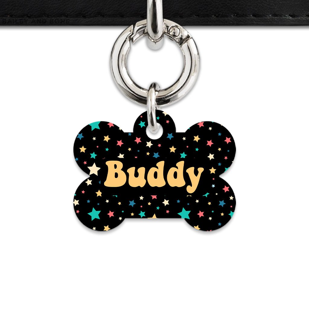 Bailey And Bone Pet Tag Retro Pastel Stars Pet Tag