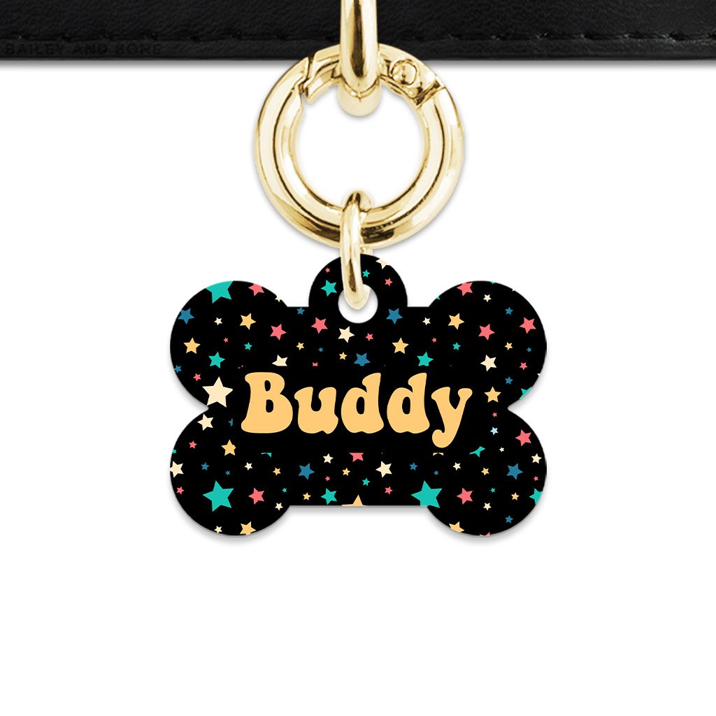 Bailey And Bone Pet Tag Retro Pastel Stars Pet Tag