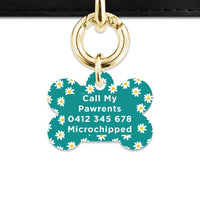 Bailey And Bone Pet Tag Teal Daisy Pattern Pet Tag