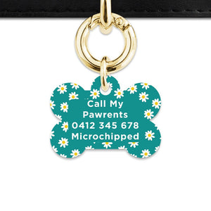 Bailey And Bone Pet Tag Teal Daisy Pattern Pet Tag