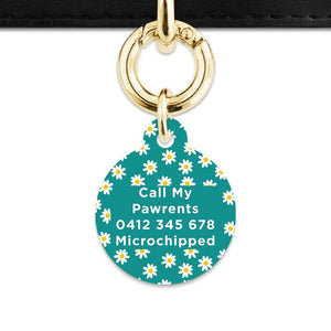 Bailey And Bone Pet Tag Teal Daisy Pattern Pet Tag