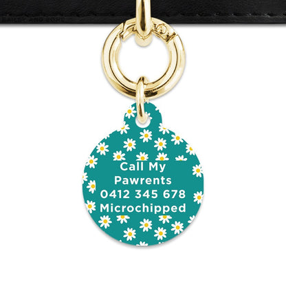 Bailey And Bone Pet Tag Teal Daisy Pattern Pet Tag