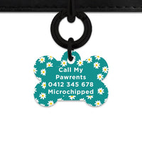 Bailey And Bone Pet Tag Teal Daisy Pattern Pet Tag