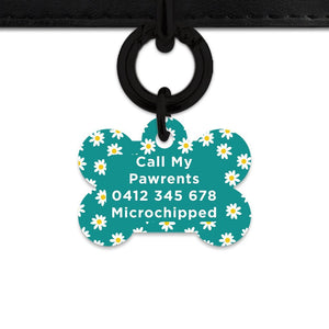 Bailey And Bone Pet Tag Teal Daisy Pattern Pet Tag