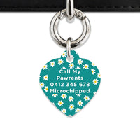 Bailey And Bone Pet Tag Teal Daisy Pattern Pet Tag