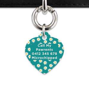 Bailey And Bone Pet Tag Teal Daisy Pattern Pet Tag