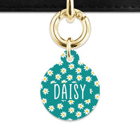 Bailey And Bone Pet Tag Teal Daisy Pattern Pet Tag