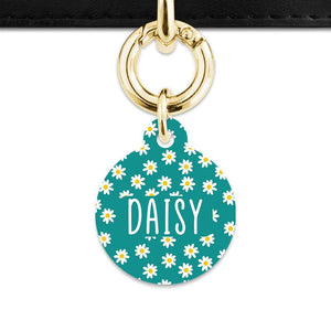 Bailey And Bone Pet Tag Teal Daisy Pattern Pet Tag