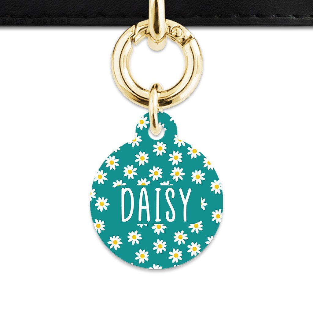 Bailey And Bone Pet Tag Teal Daisy Pattern Pet Tag