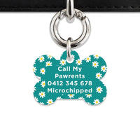 Bailey And Bone Pet Tag Teal Daisy Pattern Pet Tag