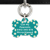 Bailey And Bone Pet Tag Teal Daisy Pattern Pet Tag