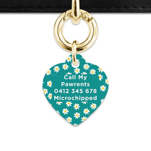 Bailey And Bone Pet Tag Teal Daisy Pattern Pet Tag