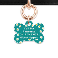 Bailey And Bone Pet Tag Teal Daisy Pattern Pet Tag