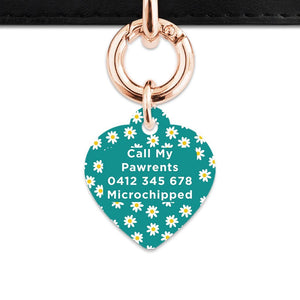 Bailey And Bone Pet Tag Teal Daisy Pattern Pet Tag