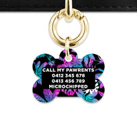 Bailey And Bone Pet Tag Tropical Neon Flowers Pet Tag
