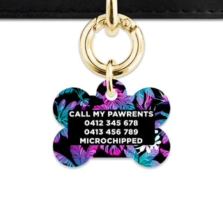 Bailey And Bone Pet Tag Tropical Neon Flowers Pet Tag