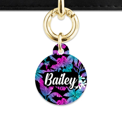 Bailey And Bone Pet Tag Tropical Neon Flowers Pet Tag