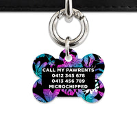 Bailey And Bone Pet Tag Tropical Neon Flowers Pet Tag