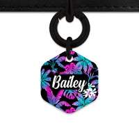 Bailey And Bone Pet Tag Tropical Neon Flowers Pet Tag