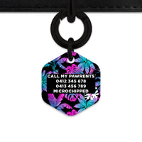 Bailey And Bone Pet Tag Tropical Neon Flowers Pet Tag