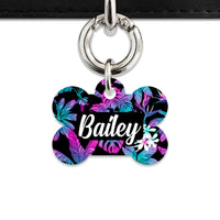 Bailey And Bone Pet Tag Tropical Neon Flowers Pet Tag