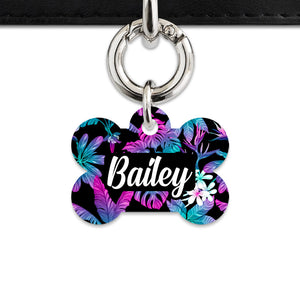 Bailey And Bone Pet Tag Tropical Neon Flowers Pet Tag