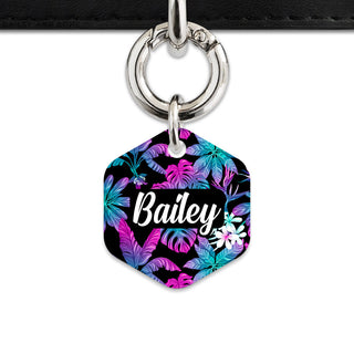 Bailey And Bone Pet Tag Tropical Neon Flowers Pet Tag