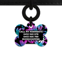 Bailey And Bone Pet Tag Tropical Neon Flowers Pet Tag