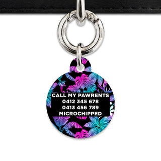 Bailey And Bone Pet Tag Tropical Neon Flowers Pet Tag