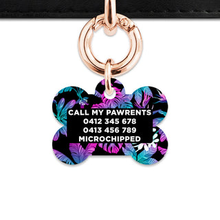 Bailey And Bone Pet Tag Tropical Neon Flowers Pet Tag