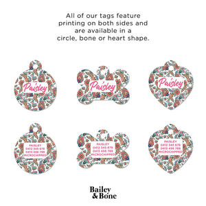 Bailey And Bone Pet Tag Vintage Paisley Pattern Pet Tag