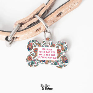 Bailey And Bone Pet Tag Vintage Paisley Pattern Pet Tag