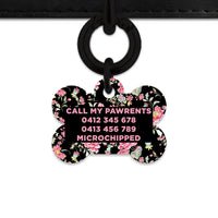 Bailey And Bone Pet Tag Vintage Pink Flowers Pet Tag