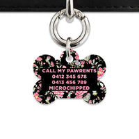 Bailey And Bone Pet Tag Vintage Pink Flowers Pet Tag
