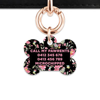 Bailey And Bone Pet Tag Vintage Pink Flowers Pet Tag