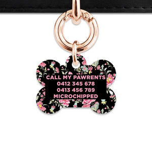Bailey And Bone Pet Tag Vintage Pink Flowers Pet Tag