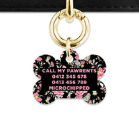Bailey And Bone Pet Tag Vintage Pink Flowers Pet Tag