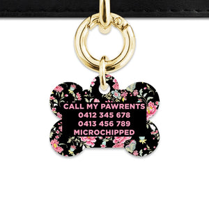 Bailey And Bone Pet Tag Vintage Pink Flowers Pet Tag