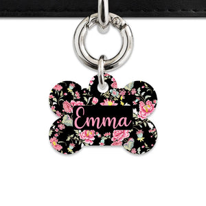 Bailey And Bone Pet Tag Vintage Pink Flowers Pet Tag